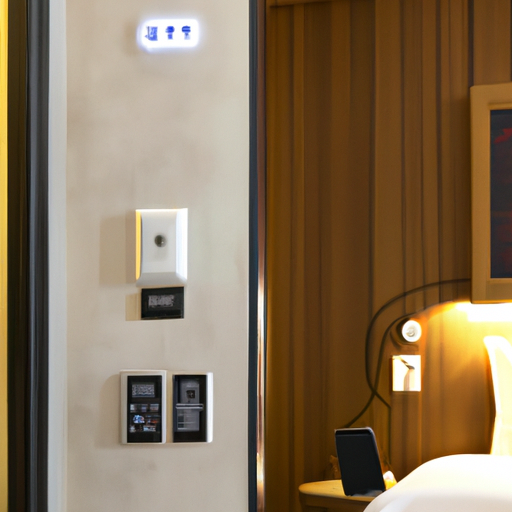 1. תמונה של חדר מלון חכם עם תכונות אוטומטיות