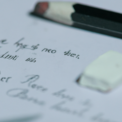 תמונה של מילים בכתב יד על נייר, ולצדה עיפרון ומחק.
