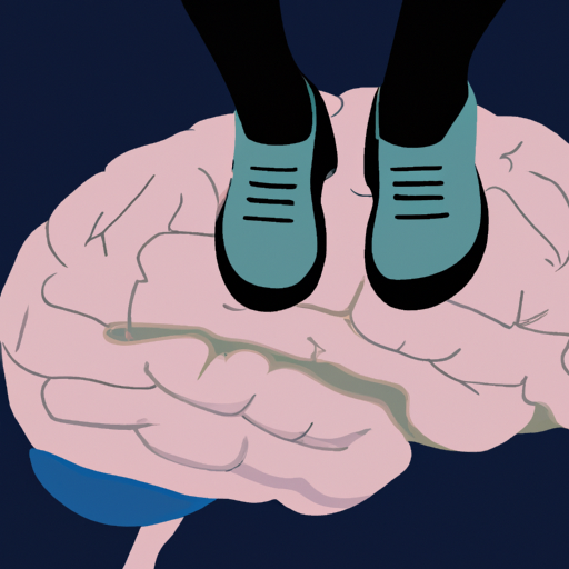 איור של מוח וזוג רגליים, המייצגים את הקשר בין בריאות גופנית ונפשית